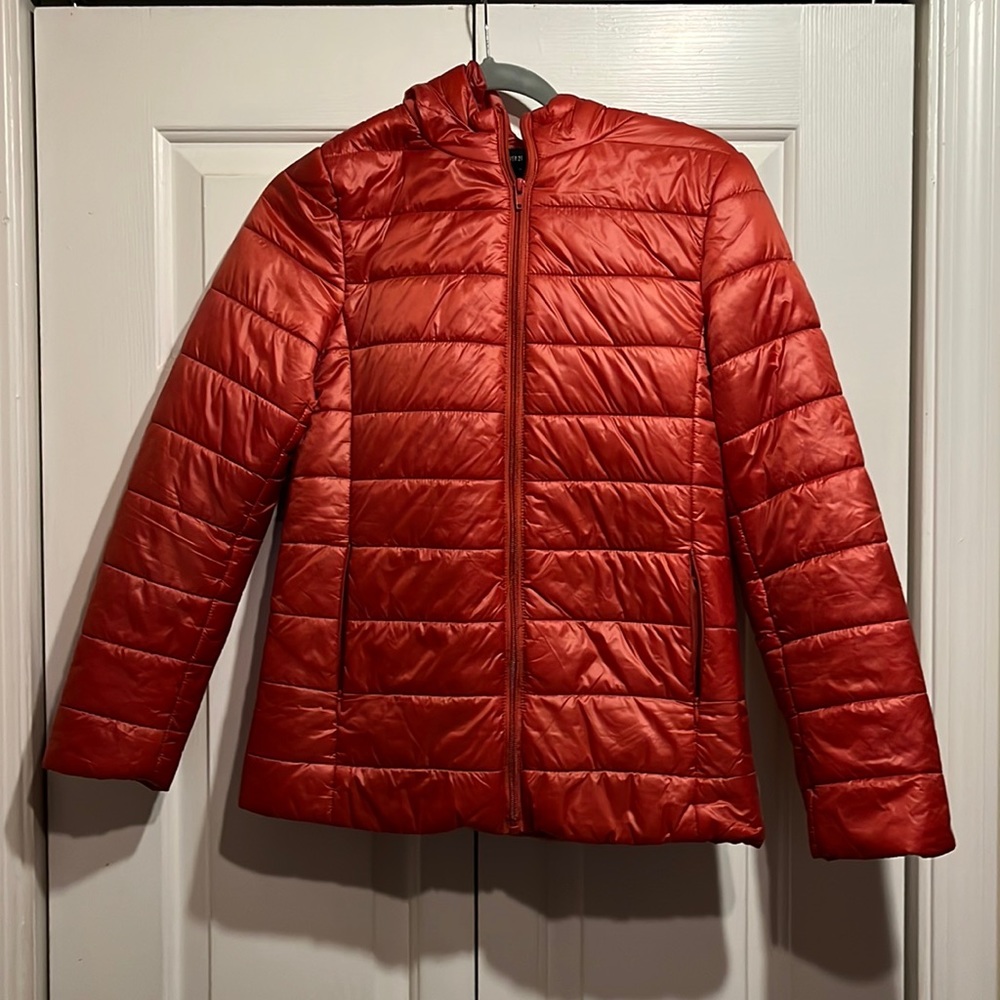 forever 21 orange puffer coat